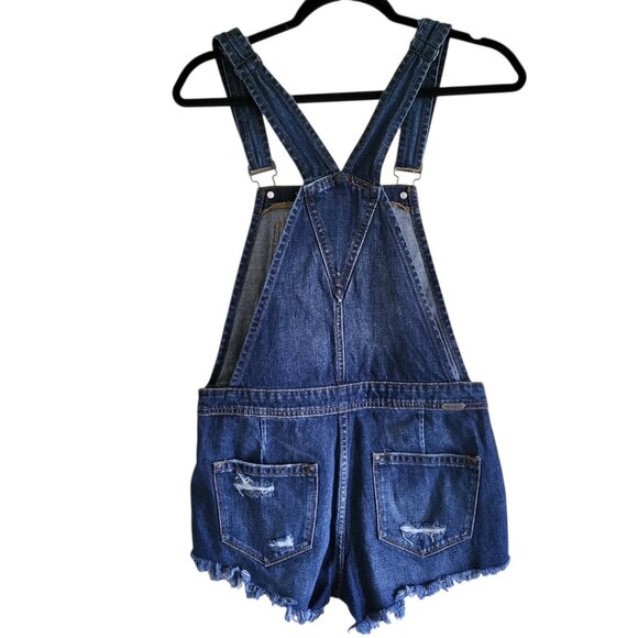 Kancan Denim Jeans Overall Shortalls Women's XS Blue Distressed Adjustable - Picture 2 of 7